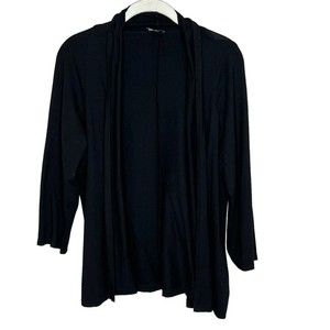 Eileen Fisher Black Viscose Open Cardigan Stretchy Petite Large